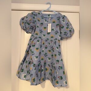 Janie & Jack Floral Spring Blue Kids Dress Size 8 NWT